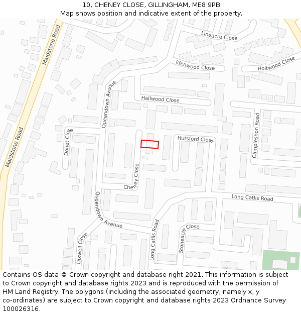 10, CHENEY CLOSE, GILLINGHAM, ME8 9PB: Location map and indicative extent of plot