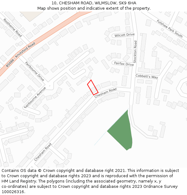 10, CHESHAM ROAD, WILMSLOW, SK9 6HA: Location map and indicative extent of plot