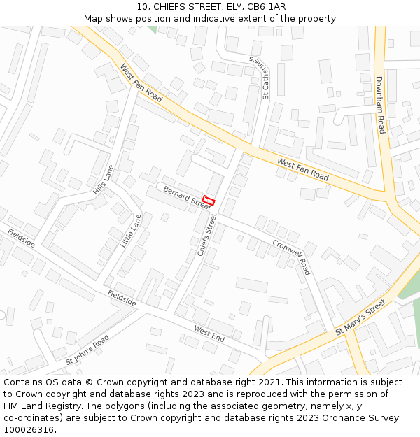 10, CHIEFS STREET, ELY, CB6 1AR: Location map and indicative extent of plot
