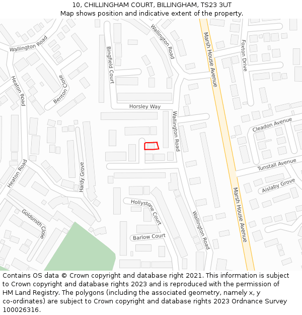 10, CHILLINGHAM COURT, BILLINGHAM, TS23 3UT: Location map and indicative extent of plot