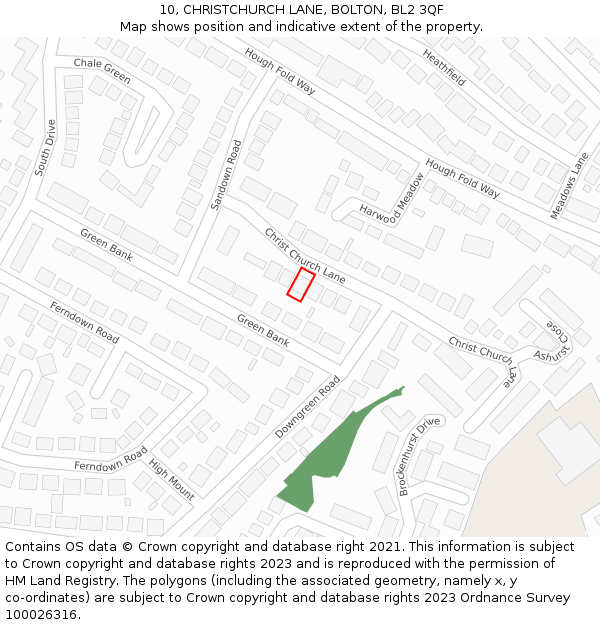 10, CHRISTCHURCH LANE, BOLTON, BL2 3QF: Location map and indicative extent of plot