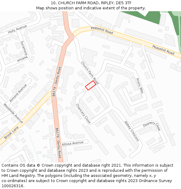 10, CHURCH FARM ROAD, RIPLEY, DE5 3TF: Location map and indicative extent of plot