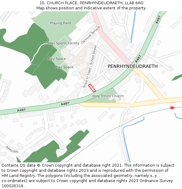 10, CHURCH PLACE, PENRHYNDEUDRAETH, LL48 6AG: Location map and indicative extent of plot