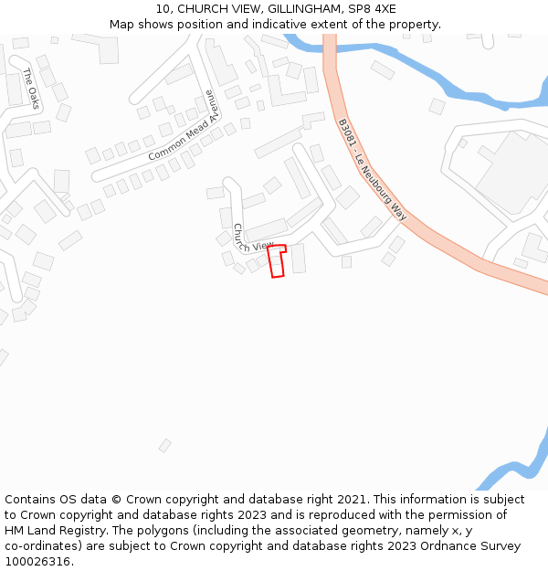 10, CHURCH VIEW, GILLINGHAM, SP8 4XE: Location map and indicative extent of plot