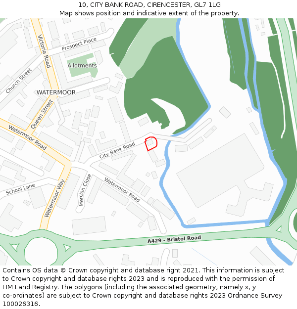 10, CITY BANK ROAD, CIRENCESTER, GL7 1LG: Location map and indicative extent of plot