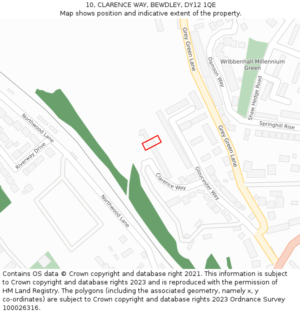 10, CLARENCE WAY, BEWDLEY, DY12 1QE: Location map and indicative extent of plot