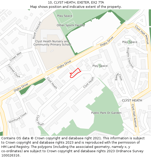 10, CLYST HEATH, EXETER, EX2 7TA: Location map and indicative extent of plot