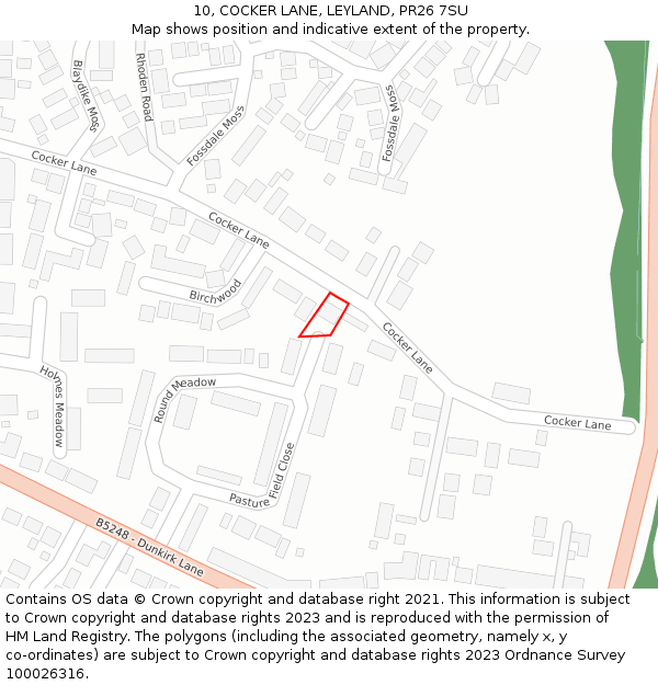 10, COCKER LANE, LEYLAND, PR26 7SU: Location map and indicative extent of plot