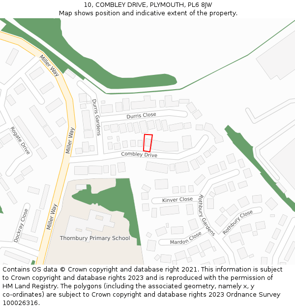 10, COMBLEY DRIVE, PLYMOUTH, PL6 8JW: Location map and indicative extent of plot