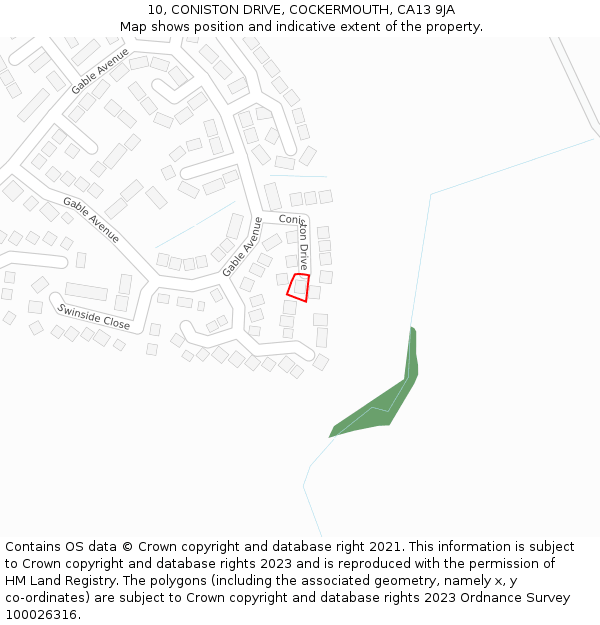 10, CONISTON DRIVE, COCKERMOUTH, CA13 9JA: Location map and indicative extent of plot