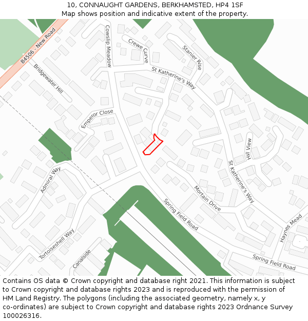 10, CONNAUGHT GARDENS, BERKHAMSTED, HP4 1SF: Location map and indicative extent of plot