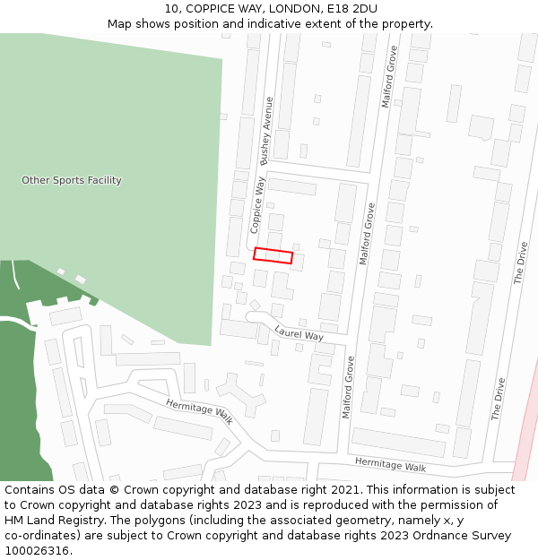 10, COPPICE WAY, LONDON, E18 2DU: Location map and indicative extent of plot