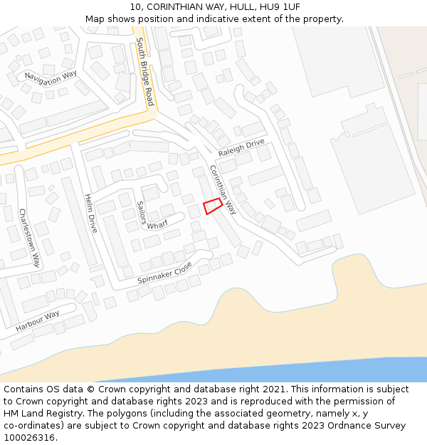 10, CORINTHIAN WAY, HULL, HU9 1UF: Location map and indicative extent of plot