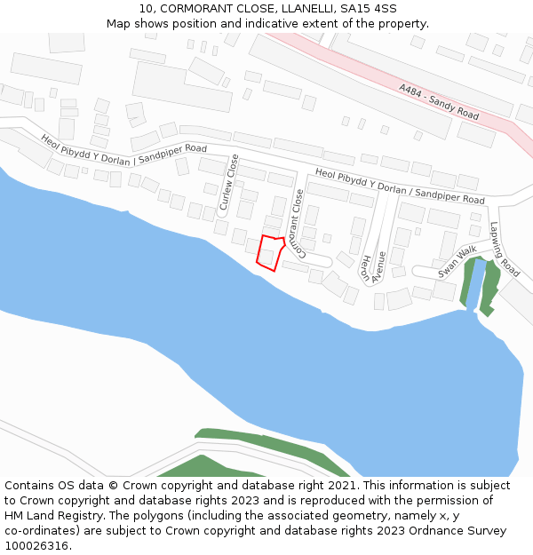 10, CORMORANT CLOSE, LLANELLI, SA15 4SS: Location map and indicative extent of plot