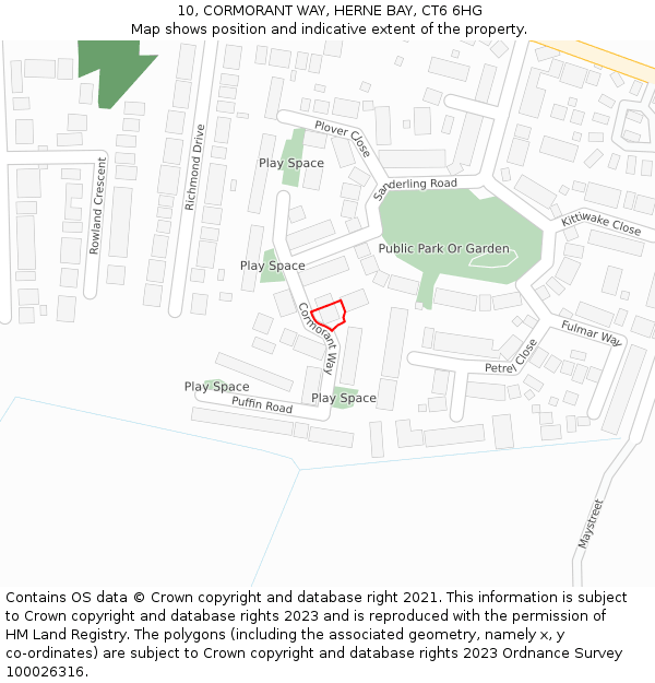 10, CORMORANT WAY, HERNE BAY, CT6 6HG: Location map and indicative extent of plot