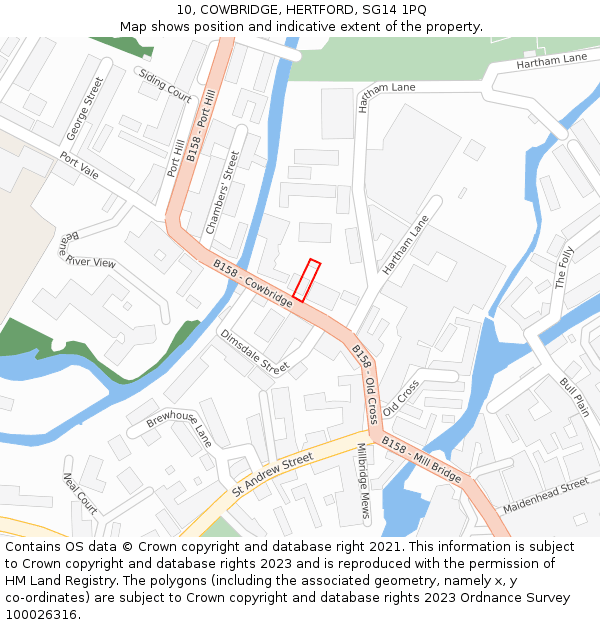 10, COWBRIDGE, HERTFORD, SG14 1PQ: Location map and indicative extent of plot