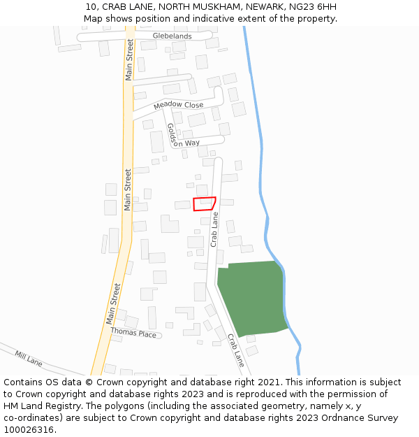 10, CRAB LANE, NORTH MUSKHAM, NEWARK, NG23 6HH: Location map and indicative extent of plot