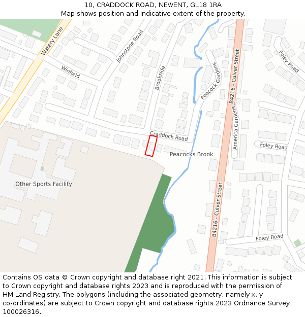 10, CRADDOCK ROAD, NEWENT, GL18 1RA: Location map and indicative extent of plot