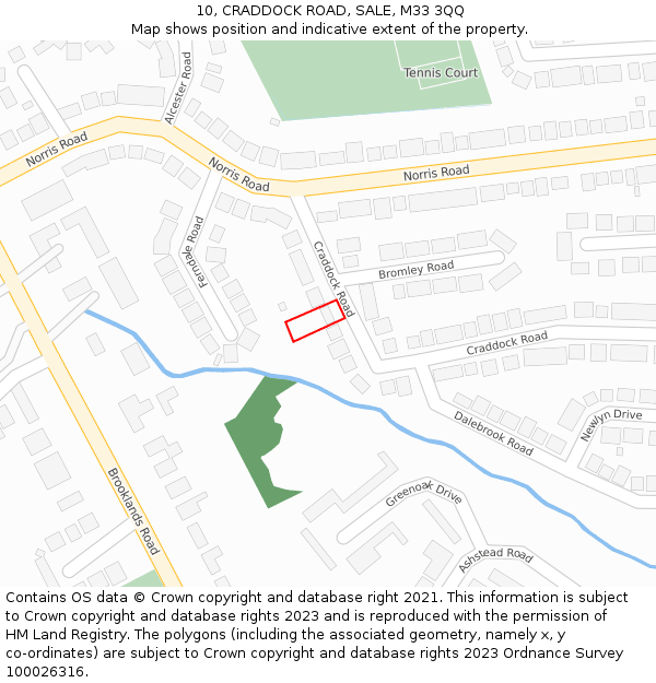 10, CRADDOCK ROAD, SALE, M33 3QQ: Location map and indicative extent of plot