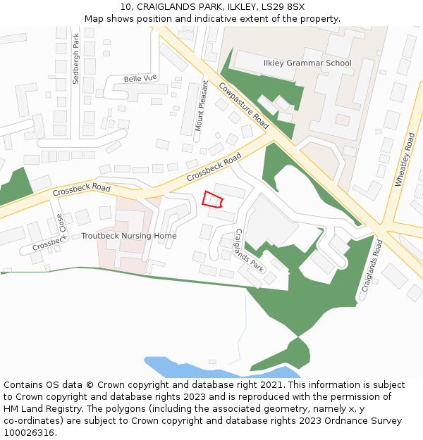 10, CRAIGLANDS PARK, ILKLEY, LS29 8SX: Location map and indicative extent of plot