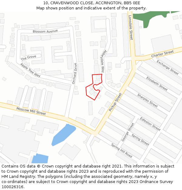 10, CRAVENWOOD CLOSE, ACCRINGTON, BB5 0EE: Location map and indicative extent of plot