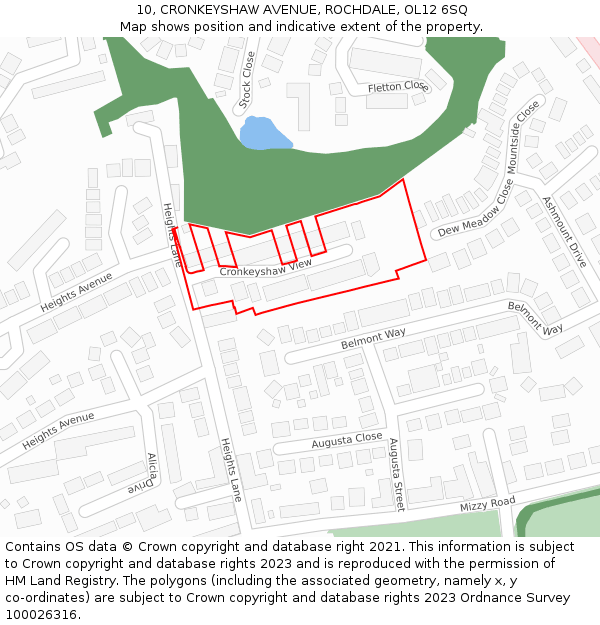 10, CRONKEYSHAW AVENUE, ROCHDALE, OL12 6SQ: Location map and indicative extent of plot