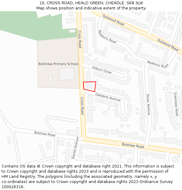 10, CROSS ROAD, HEALD GREEN, CHEADLE, SK8 3LW: Location map and indicative extent of plot