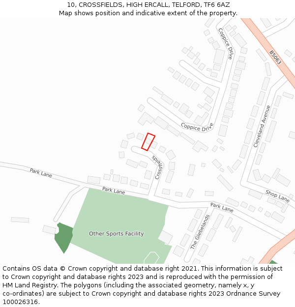 10, CROSSFIELDS, HIGH ERCALL, TELFORD, TF6 6AZ: Location map and indicative extent of plot