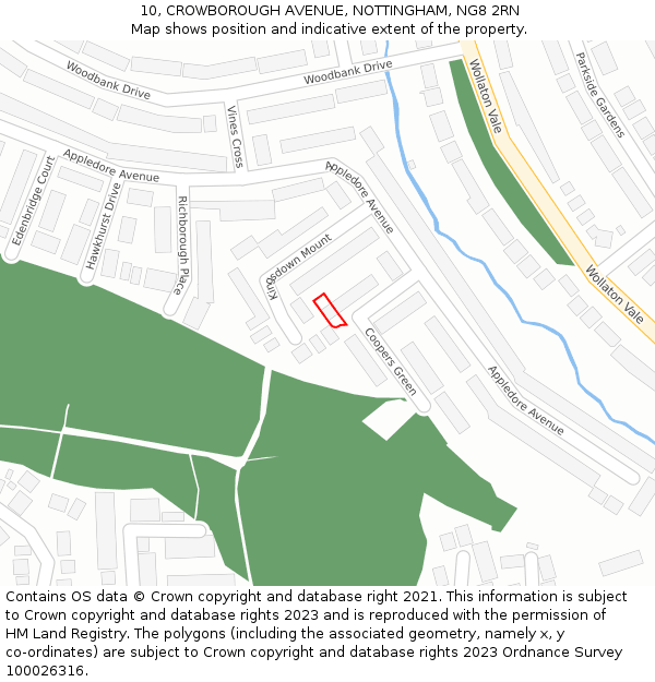 10, CROWBOROUGH AVENUE, NOTTINGHAM, NG8 2RN: Location map and indicative extent of plot