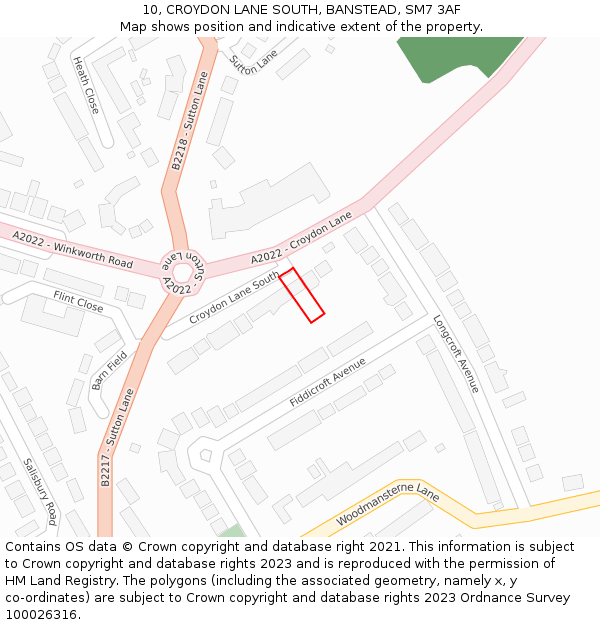 10, CROYDON LANE SOUTH, BANSTEAD, SM7 3AF: Location map and indicative extent of plot