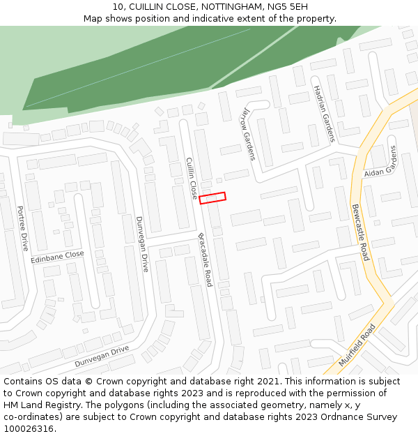 10, CUILLIN CLOSE, NOTTINGHAM, NG5 5EH: Location map and indicative extent of plot