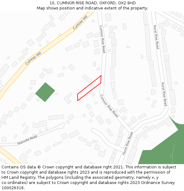 10, CUMNOR RISE ROAD, OXFORD, OX2 9HD: Location map and indicative extent of plot