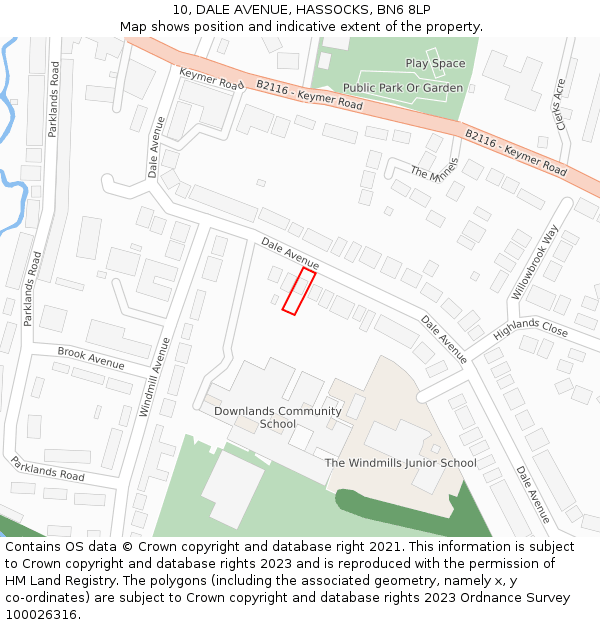 10, DALE AVENUE, HASSOCKS, BN6 8LP: Location map and indicative extent of plot
