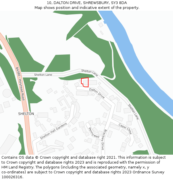 10, DALTON DRIVE, SHREWSBURY, SY3 8DA: Location map and indicative extent of plot