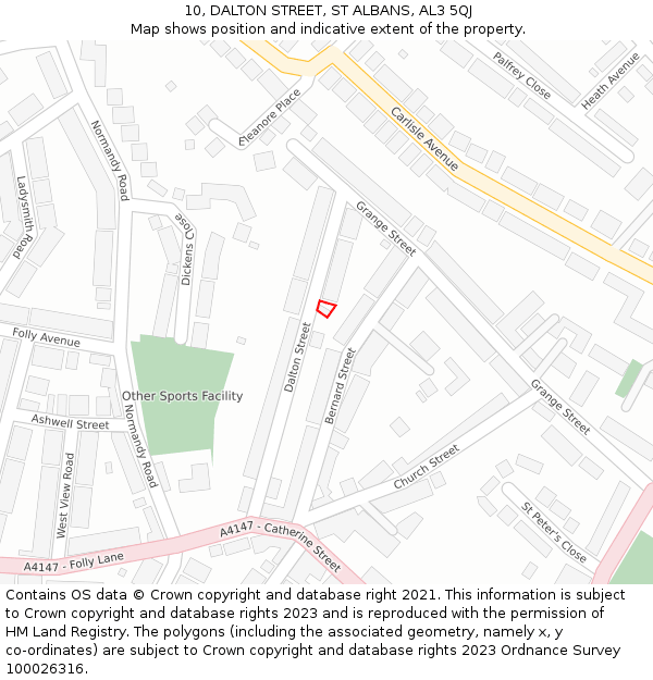 10, DALTON STREET, ST ALBANS, AL3 5QJ: Location map and indicative extent of plot