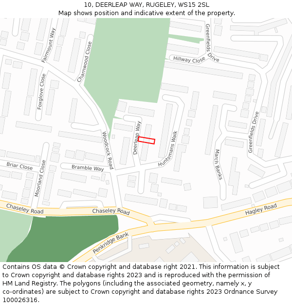 10, DEERLEAP WAY, RUGELEY, WS15 2SL: Location map and indicative extent of plot