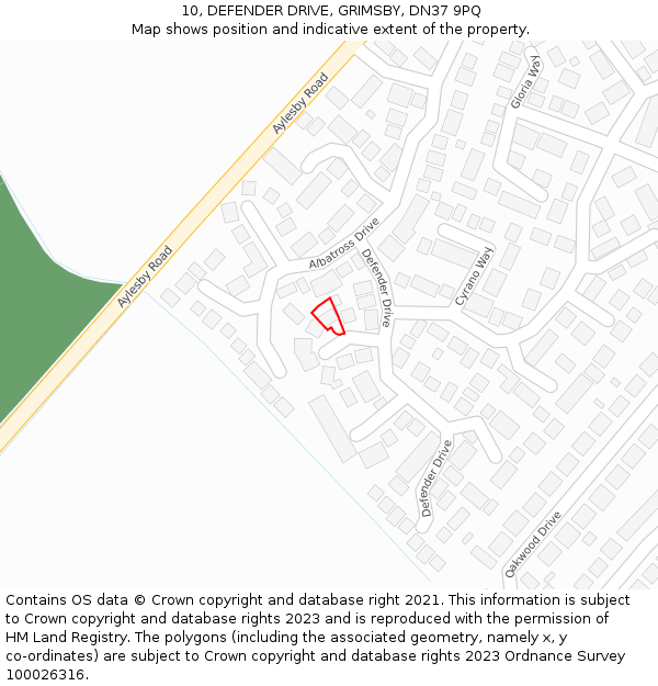 10, DEFENDER DRIVE, GRIMSBY, DN37 9PQ: Location map and indicative extent of plot