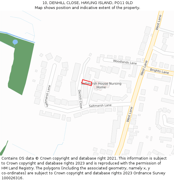 10, DENHILL CLOSE, HAYLING ISLAND, PO11 0LD: Location map and indicative extent of plot