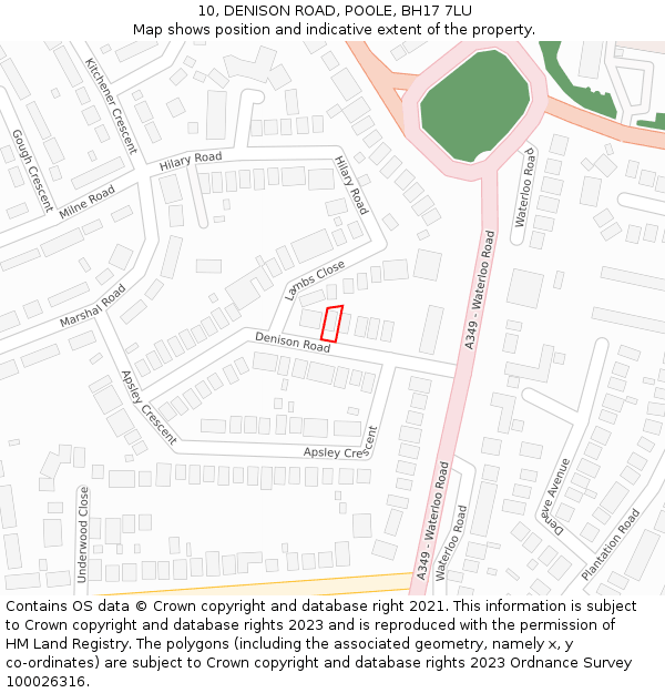 10, DENISON ROAD, POOLE, BH17 7LU: Location map and indicative extent of plot