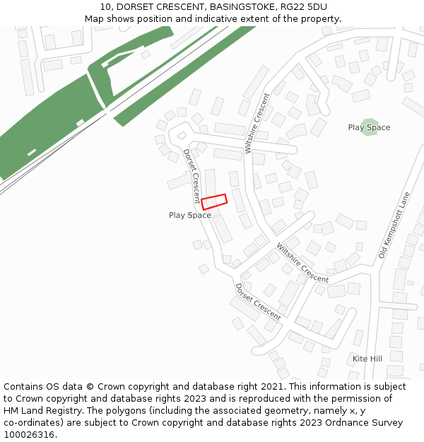 10, DORSET CRESCENT, BASINGSTOKE, RG22 5DU: Location map and indicative extent of plot