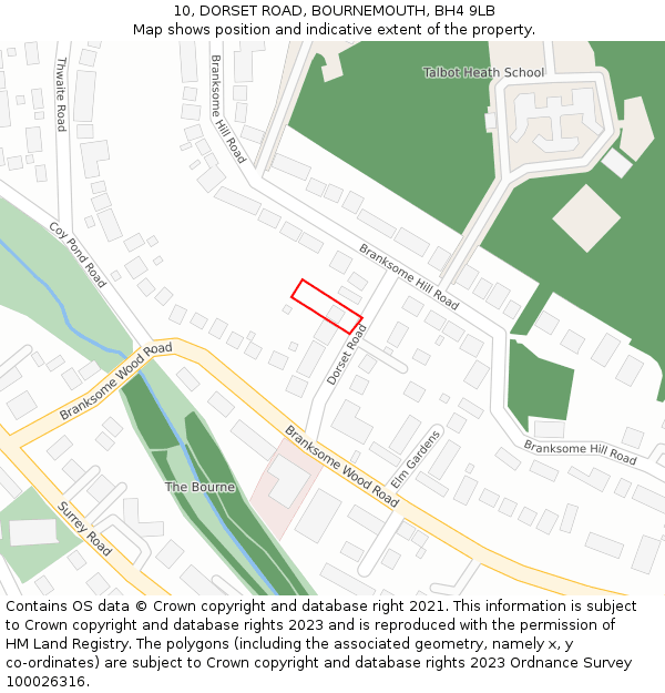 10, DORSET ROAD, BOURNEMOUTH, BH4 9LB: Location map and indicative extent of plot