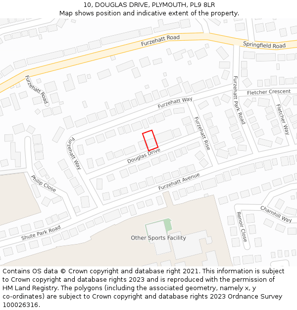 10, DOUGLAS DRIVE, PLYMOUTH, PL9 8LR: Location map and indicative extent of plot