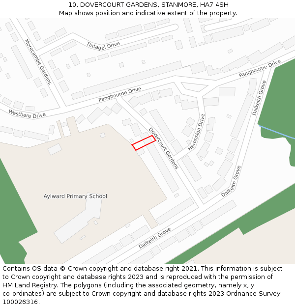 10, DOVERCOURT GARDENS, STANMORE, HA7 4SH: Location map and indicative extent of plot