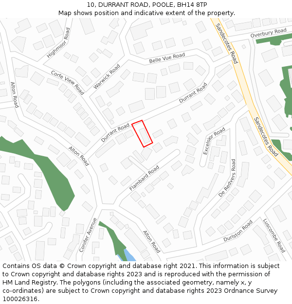 10, DURRANT ROAD, POOLE, BH14 8TP: Location map and indicative extent of plot