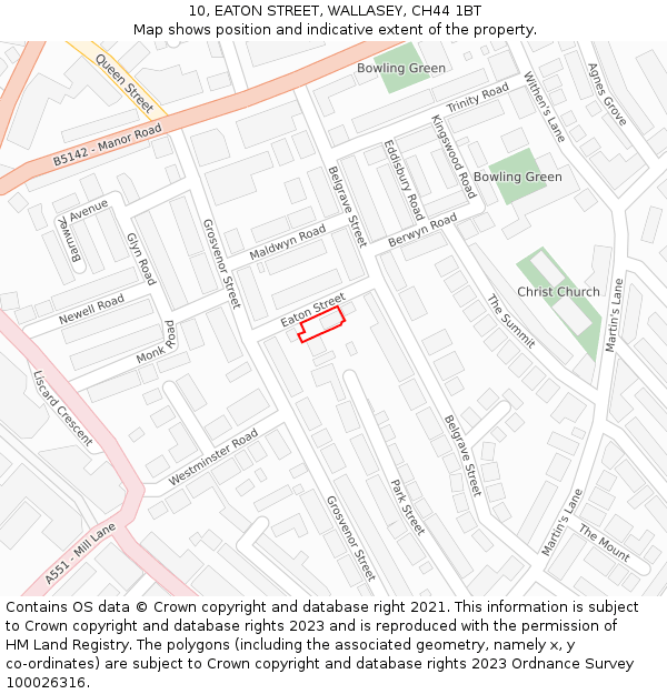 10, EATON STREET, WALLASEY, CH44 1BT: Location map and indicative extent of plot