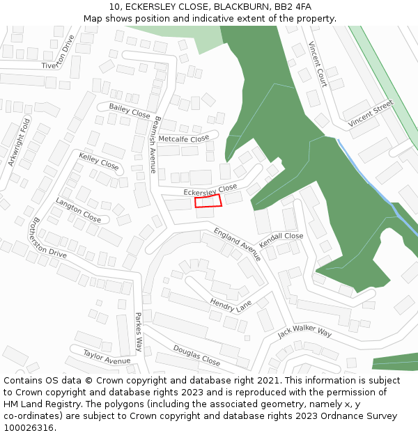 10, ECKERSLEY CLOSE, BLACKBURN, BB2 4FA: Location map and indicative extent of plot