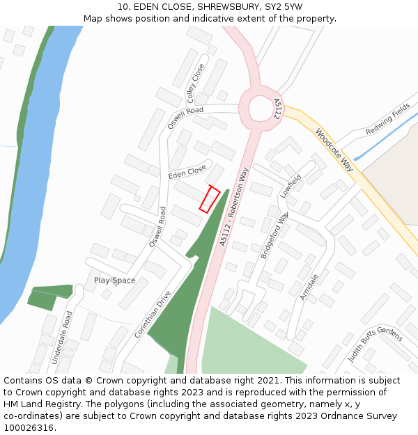 10, EDEN CLOSE, SHREWSBURY, SY2 5YW: Location map and indicative extent of plot