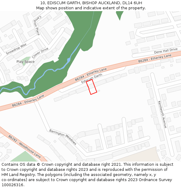 10, EDISCUM GARTH, BISHOP AUCKLAND, DL14 6UH: Location map and indicative extent of plot