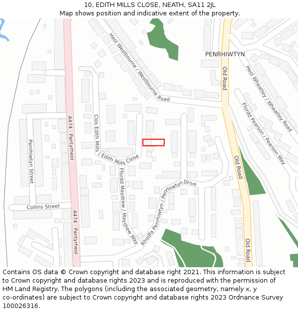 10, EDITH MILLS CLOSE, NEATH, SA11 2JL: Location map and indicative extent of plot