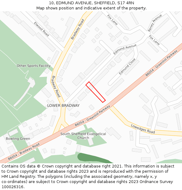 10, EDMUND AVENUE, SHEFFIELD, S17 4RN: Location map and indicative extent of plot